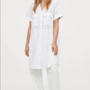 H&M White Linen Blend Dress